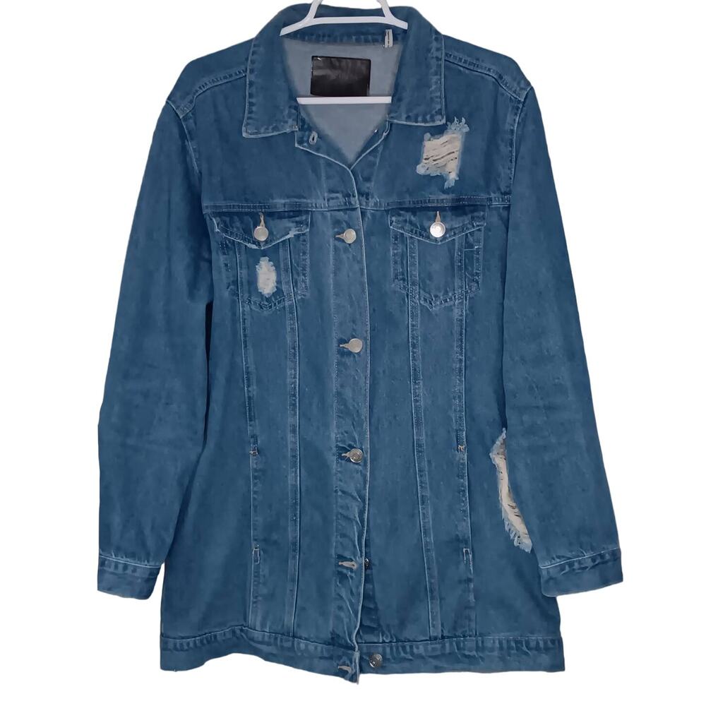 Refuge Denim Women's Long Jean Jacket Size Large
